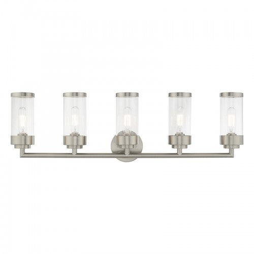 Hillcrest 5 Light Brushed Nickel Bath Vanity, Lighting, Laura of Pembroke