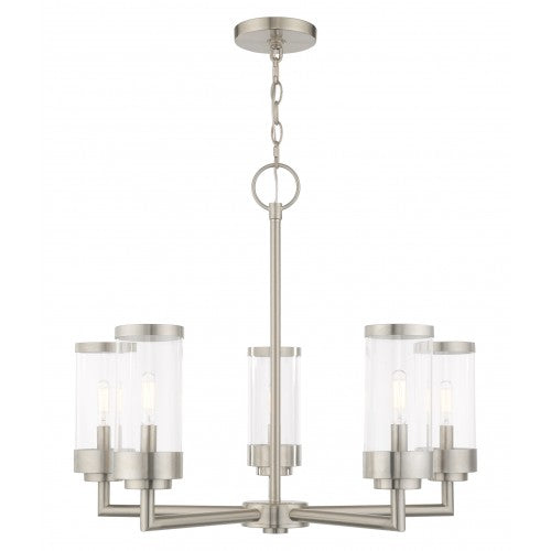 Hillcrest 5 Light Brushed Nickel Outdoor Chandelier, Lighting, Laura of Pembroke