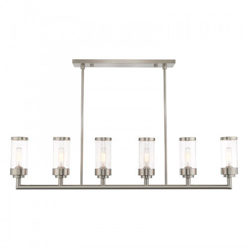Hillcrest 6 Light Brushed Nickel Linear Chandelier, Lighting, Laura of Pembroke