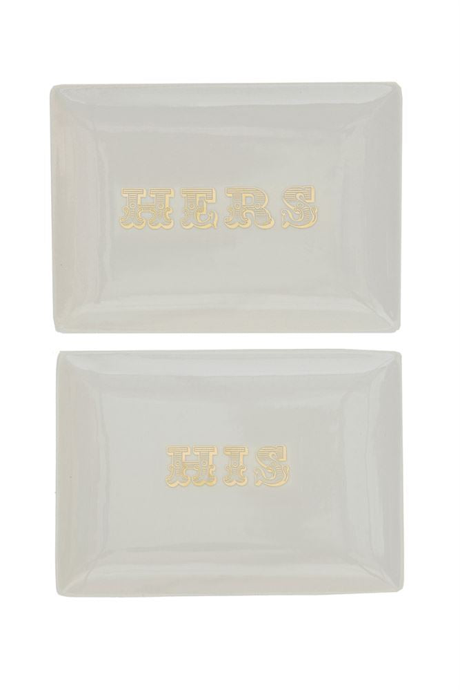 Stoneware Plate with Gold His/Hers Decal, Gifts, Laura of Pembroke