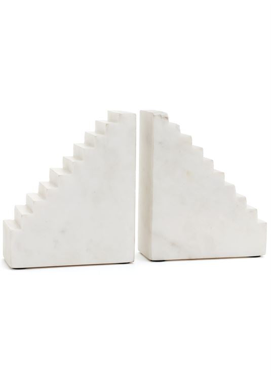 IKRA SET/2 MARBLE BOOKENDS WHITE