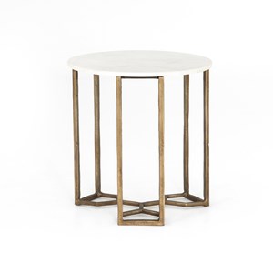 NAOMI MARBLE END TABLE - RAW BRASS