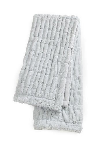 SILVER FAUX FUR THROW 50X60