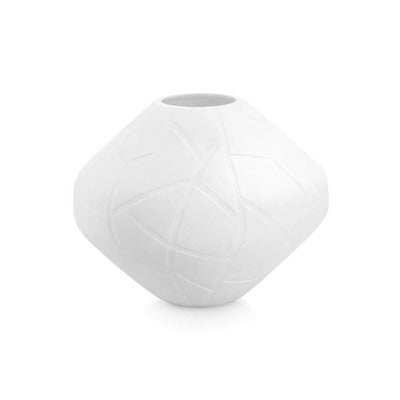 WHITE ETCHED GLASS VASE