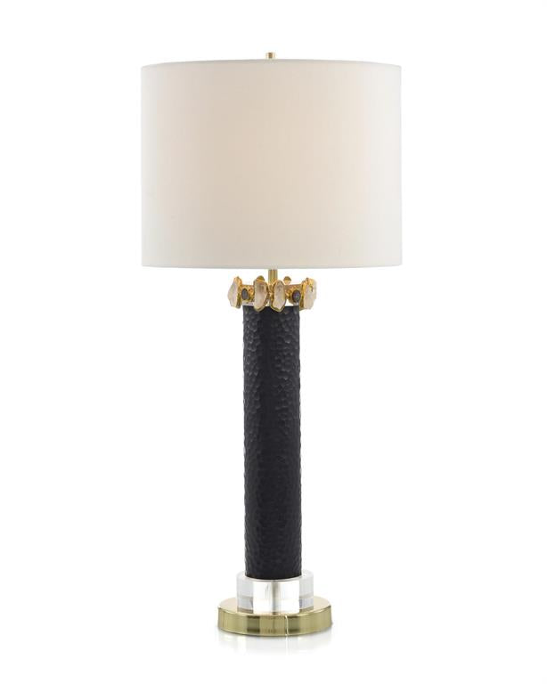 GOLD STONE AND BLACK GLASS TABLE LAMP