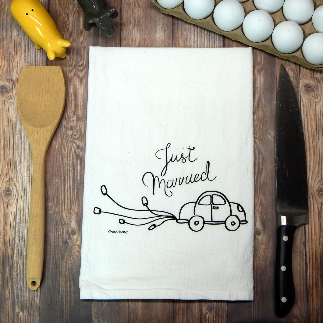 Just Married Wedding Tea Towel