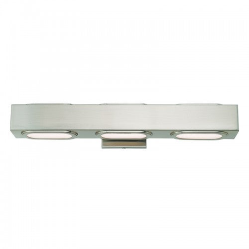 Kimball 3 Light Brushed Nickel Bath Vanity, Lighting, Laura of Pembroke