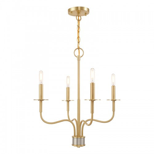Lisbon 4 Light Satin Brass Mini Chandelier, Lighting, Laura of Pembroke
