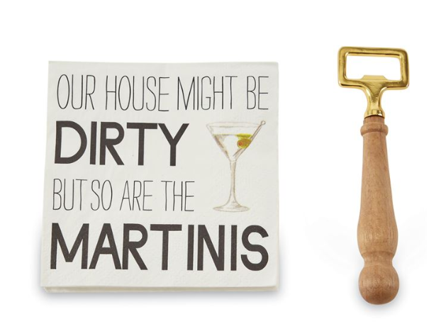 MARTINI BOTTLE OPENER NAPKIN SET