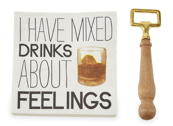 Mixed Drink Bottle Opener Napkin Set