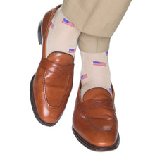 TAN W/AMERICAN FLAG MC SOCK