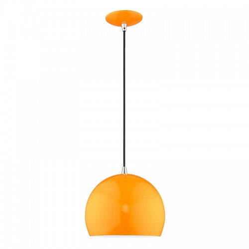 Metal Shade Mini Pendants 1 Light Shiny Orange Mini Pendant, Lighting, Laura of Pembroke