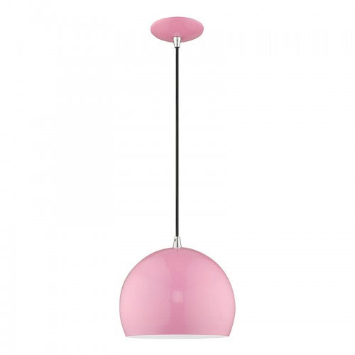 Metal Shade Mini Pendants 1 Light Shiny Pink Mini Pendant, Lighting, Laura of Pembroke