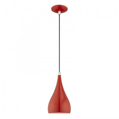 Metal Shade Mini Pendants 1 Light Shiny Red Mini Pendant, Lighting, Laura of Pembroke