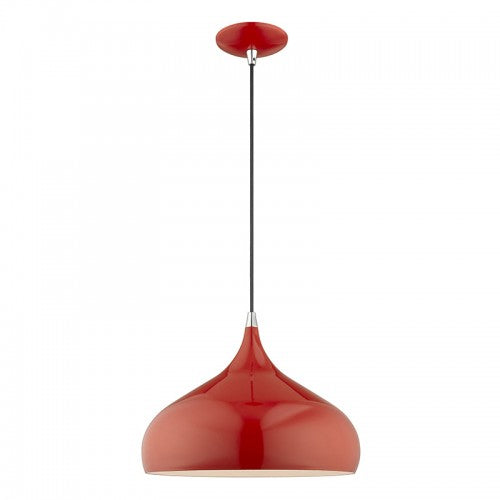 Metal Shade Mini Pendants 1 Light Shiny Red Mini Pendant, Lighting, Laura of Pembroke