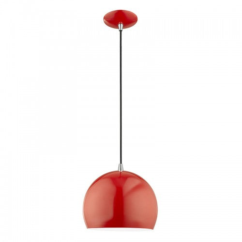 Metal Shade Mini Pendants 1 Light Shiny Red Mini Pendant, Lighting, Laura of Pembroke