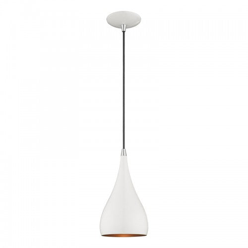 Metal Shade Mini Pendants 1 Light Shiny White Mini Pendant, Lighting, Laura of Pembroke