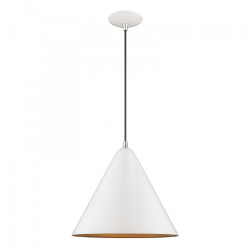 Metal Shade Mini Pendants 1 Light Shiny White Mini Pendant, Lighting, Laura of Pembroke
