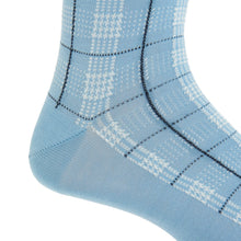 SKY BLUE W/CREAM NAVY PLAID MC SOCK