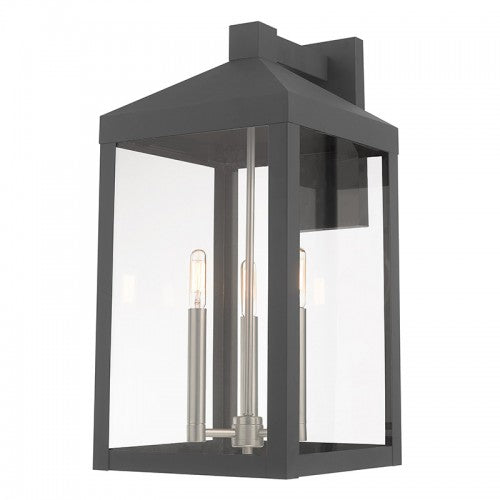 Nyack 3 Light Scandinavian Gray Wall Lantern, Lighting, Laura of Pembroke
