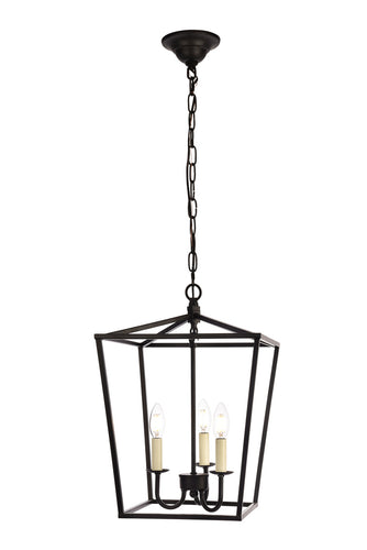 Open Lantern Black 3 Light Chandelier, Lighting, Laura of Pembroke