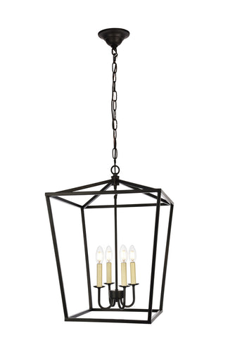 Open Lantern Black 4 Light Chandelier, Lighting, Laura of Pembroke