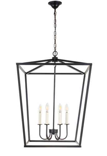 Open Lantern Black 6 Light Chandelier, Lighting, Laura of Pembroke