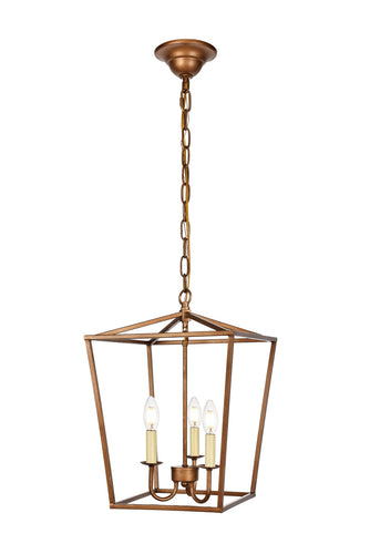 Open Lantern Vintage Gold 3 Light Chandelier, Lighting, Laura of Pembroke