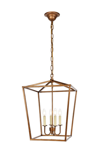 Open Lantern Vintage Gold 4 Light Chandelier, Lighting, Laura of Pembroke