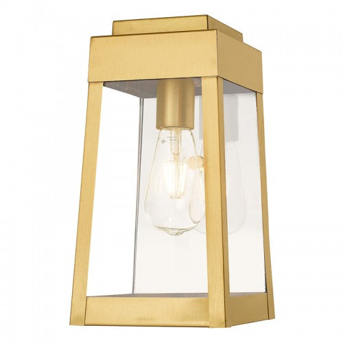 Oslo 1 Light Satin Brass Wall Lantern, Lighting, Laura of Pembroke