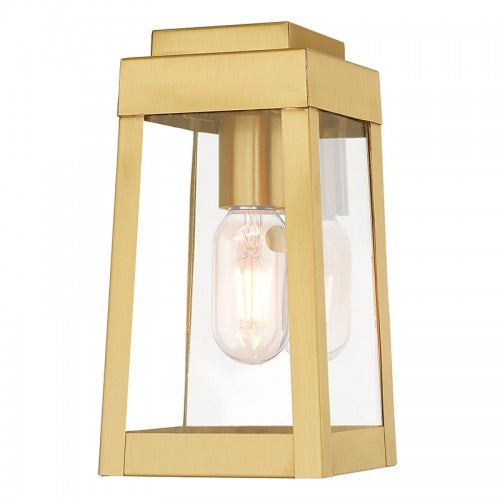 Oslo 1 Light Satin Brass Wall Lantern, Lighting, Laura of Pembroke