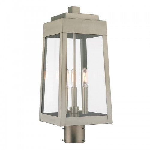 Oslo 3 Light Brushed Nickel Post Top Lantern, Lighting, Laura of Pembroke