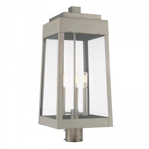 Oslo 3 Light Brushed Nickel Post Top Lantern, Lighting, Laura of Pembroke