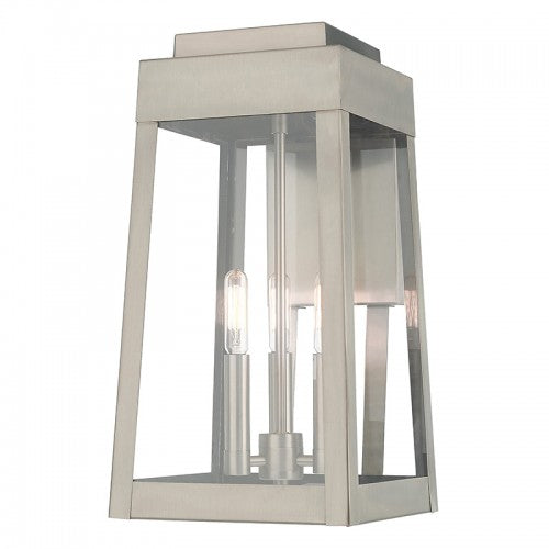 Oslo 3 Light Brushed Nickel Wall Lantern, Lighting, Laura of Pembroke