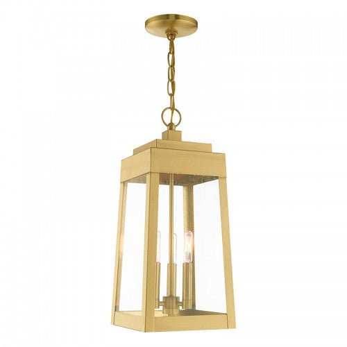 Oslo 3 Light Satin Brass Pendant Lantern, Lighting, Laura of Pembroke