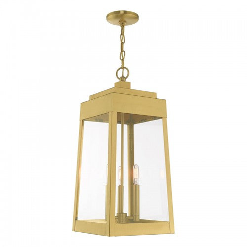 Oslo 3 Light Satin Brass Pendant Lantern, Lighting, Laura of Pembroke