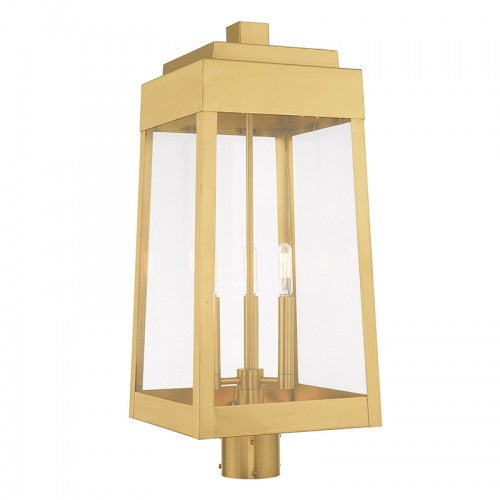 Oslo 3 Light Satin Brass Post Top Lantern, Lighting, Laura of Pembroke