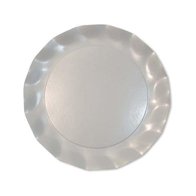 PEARLY WHITE WAVY PAPER DINNER PLATE