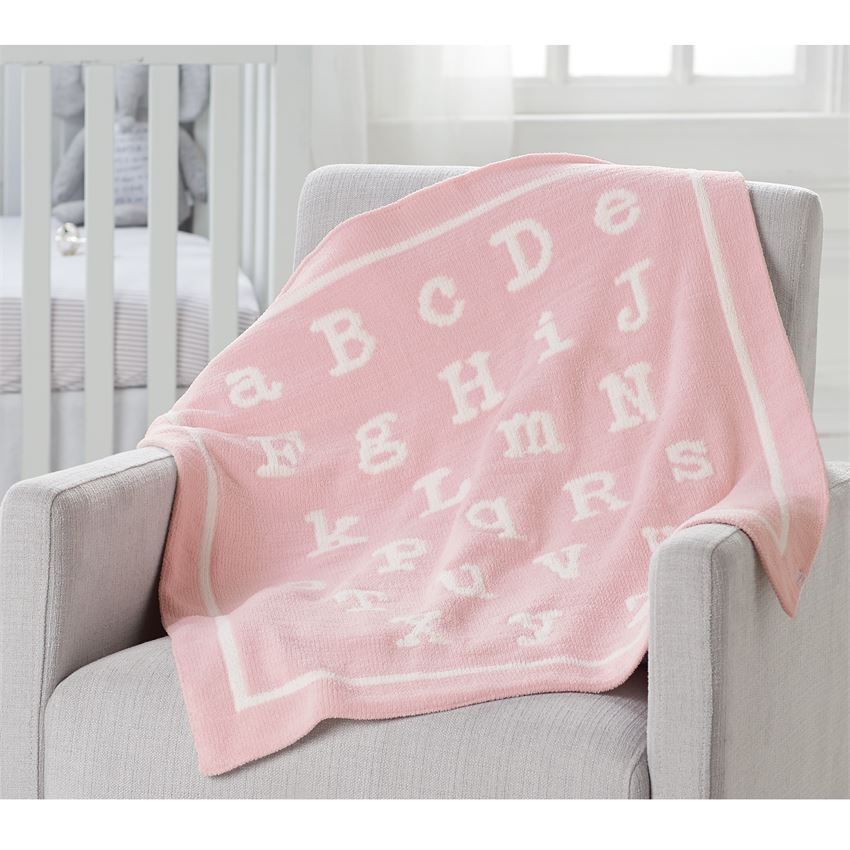Pink 'ABC' Chenille Blanket