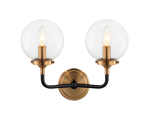 PARTICLE  2 LIGHT WALL SCONCE- AGED BRASS/BLACK
