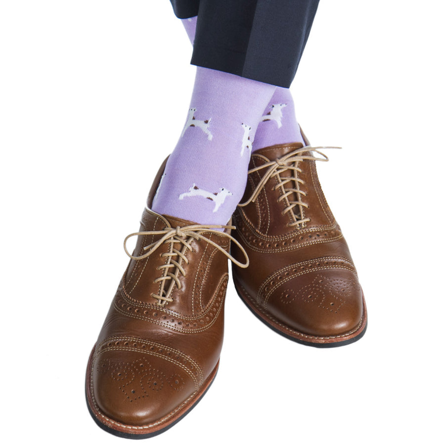 LAVENDER W/WHITE BROWN DOG MC SOCK