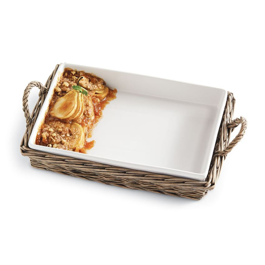 Rectangle Baker In Willow Basket, Gifts, Mud Pie, Laura of Pembroke