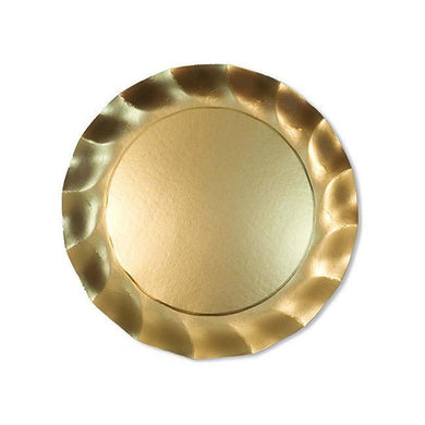Satin Gold Wavy Paper Dinner Plates