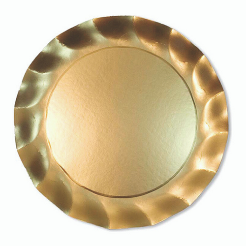 Satin Gold Wavy Paper Salad Plates