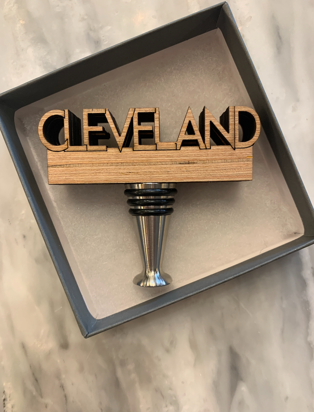 Wooden Cleveland Bottle Stopper