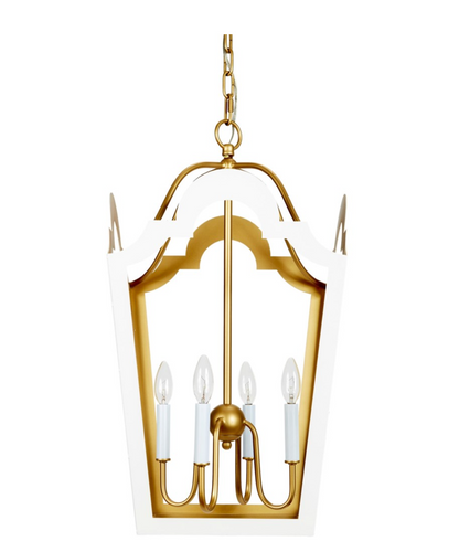 JACKIE LANTERN, GLOSSY WHITE & GOLD