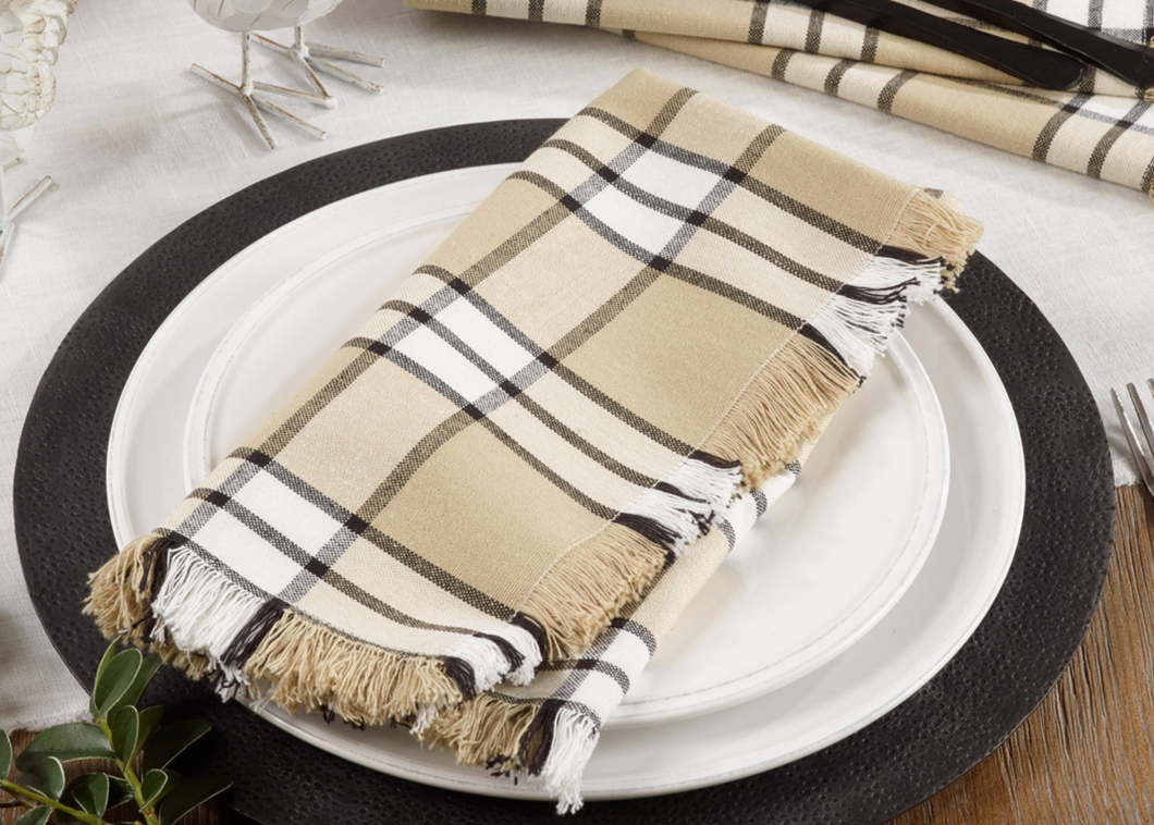 KHAKI PLAID NAPKIN 20