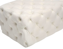 KAYLEE CREAM VELVET TUFTED OTTOMAN
