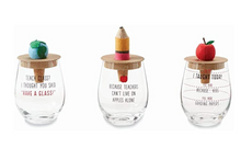 PENCIL TEACHER WINE GLASS SET
