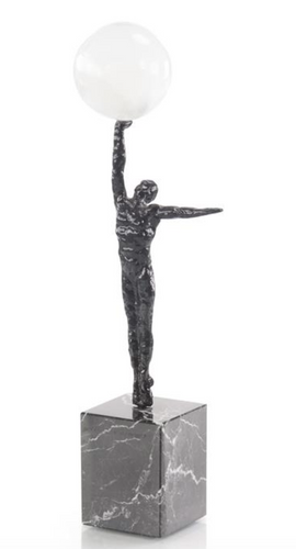 MALE FIGURE BALANCING SELENITE BALL